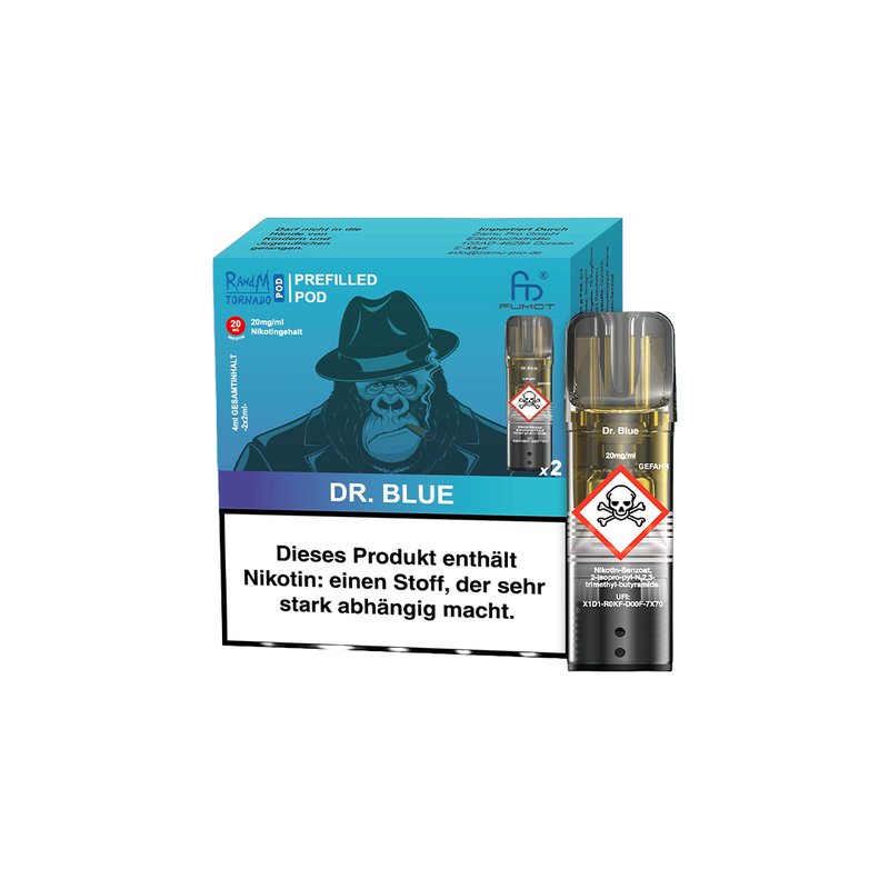 RandM Tornado Pod Dr. Blue, Packung mit zwei Pods für ELFA-Geräte