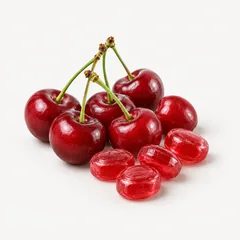 Kirschen mit Stiel und rote Kirschbonbons