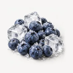 Blaubeeren mit Eiswürfeln und Frost