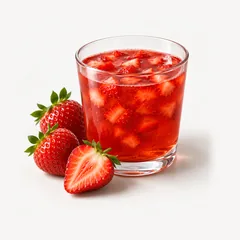 Erdbeeren und ein Glas roter Fruchtpunsch