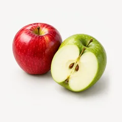 Roter und grüner Apfel, einer angeschnitten