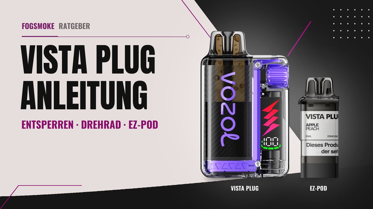 Vozol Vista Plug mit eingesetztem Pod und ein Vista Plug EZ Pod nebeneinander